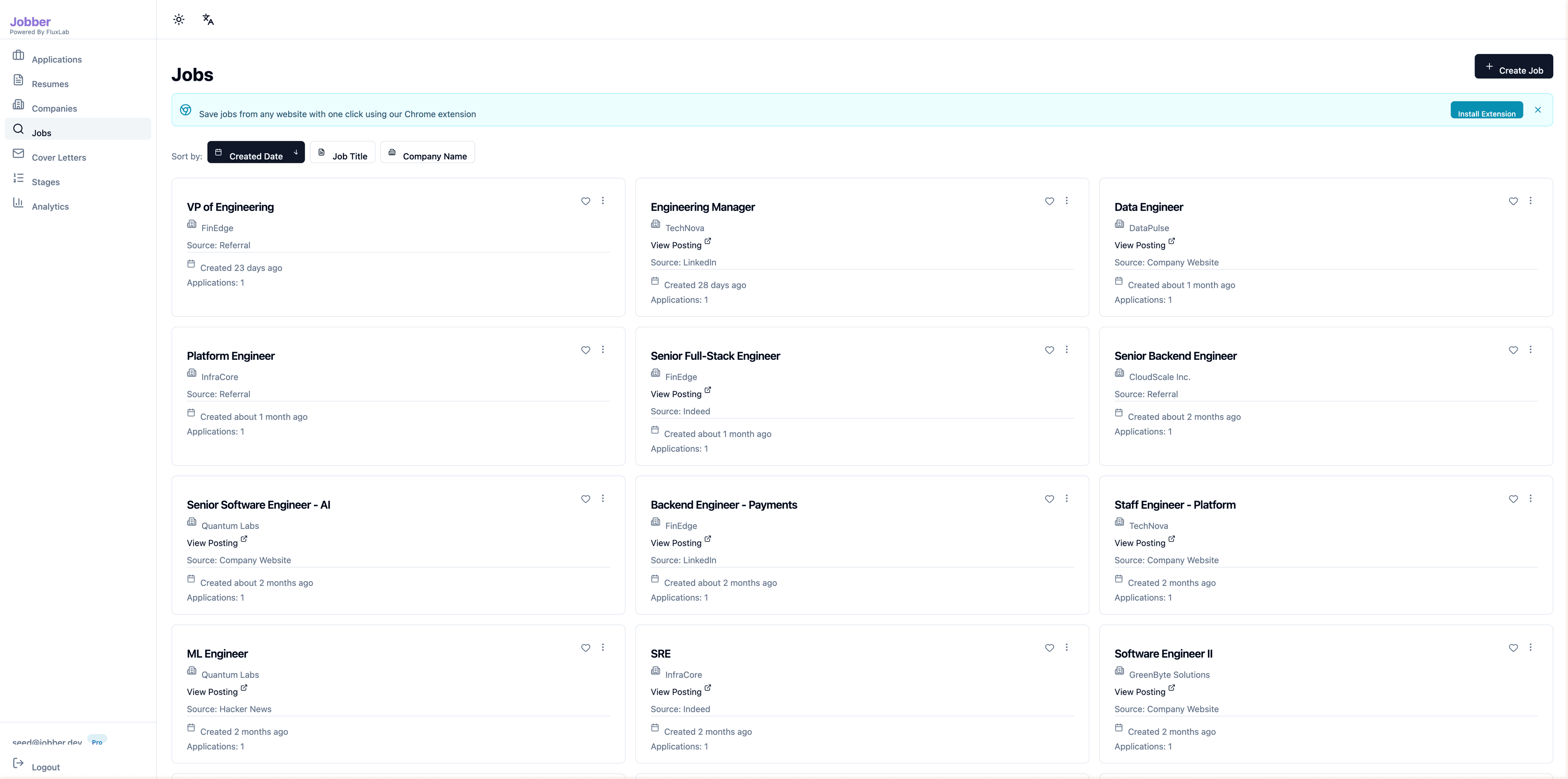 Job Board & Chrome Extension Import